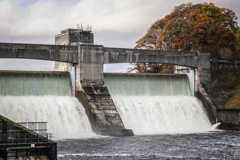 Dam on a river, part of Critical National Infrastructure