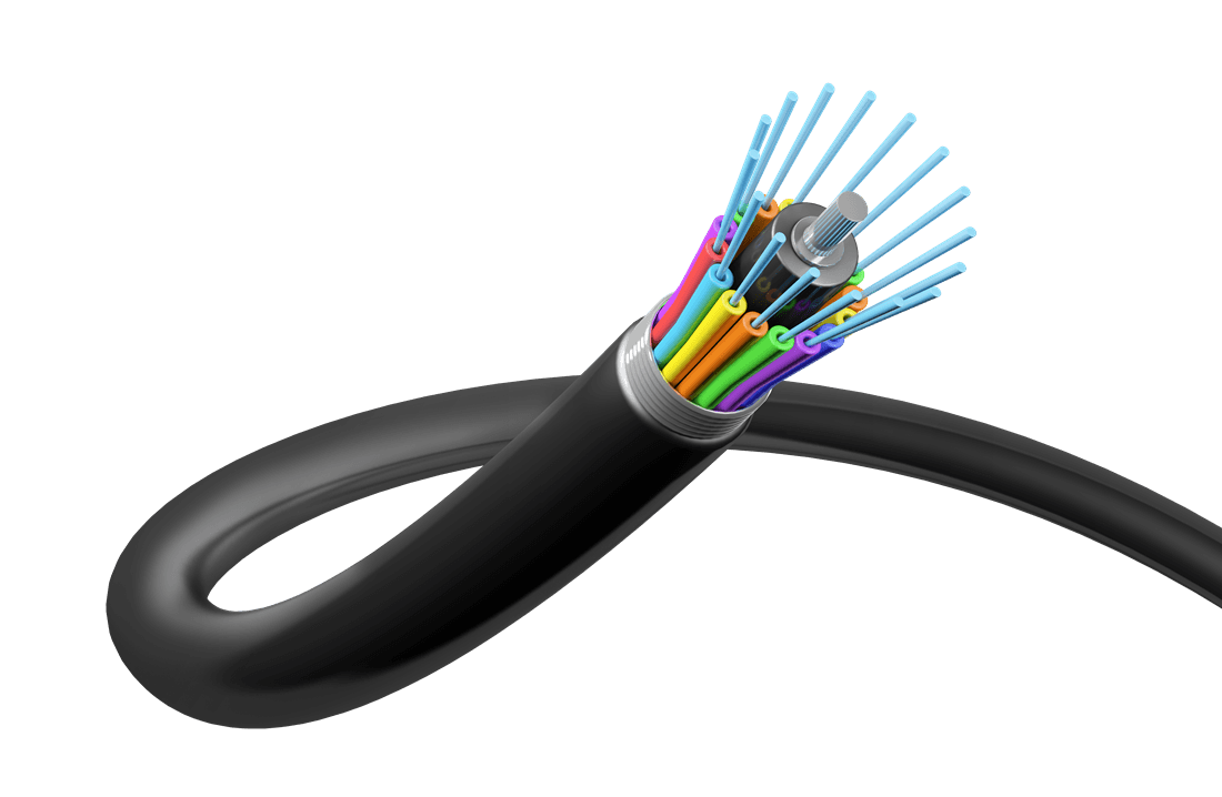 Fibre optic cable showing multiple coloured strands that can leased as dark fibre