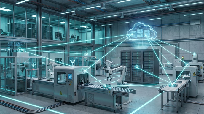 Network edge devices communicating with a gateway server in factory